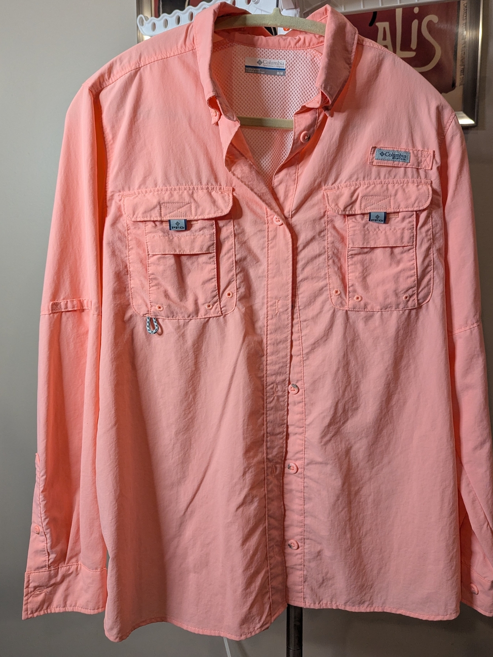 $16 Columbia Women's Medium - PFG Bahama Long Sleeve Shirt Vented Coral Pink EUC